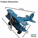 Metal Biplane Photo Prop | Decorative Add-ons | Blue